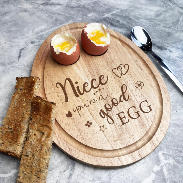 Boiled Eggs & Toast Niece Good Egg Personalised Gift Breakfast Serving Board