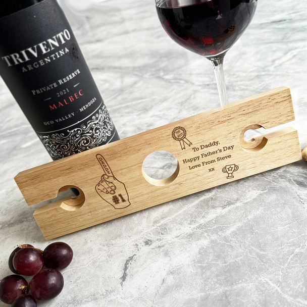 Trophy To Daddy Father's Day Personalised 2 Wine Glass & Bottle Holder