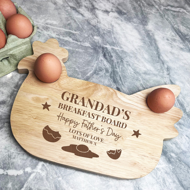 Grandad Cracked Eggs Father's Day Personalised Chicken Egg Breakfast Board