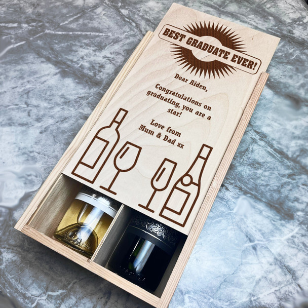 Wine Champagne Congratulations On Graduating Personalised 2 Bottle Wine Gift Box