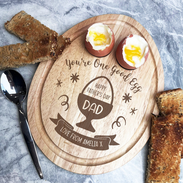Dad You're One Good Egg Happy Father's Day Personalised Egg Breakfast Board