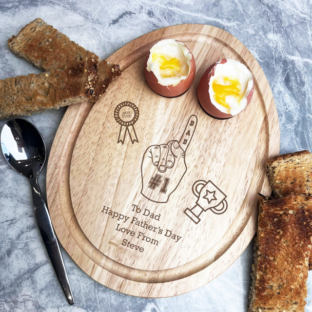 Finger Rosette Trophy To Dad Father's Day Personalised Egg Breakfast Board