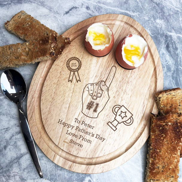 Finger Rosette Trophy To Stepdad Father's Day Personalised Egg Breakfast Board