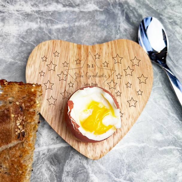 Stars Border To A Star Graduate Personalised Heart Breakfast Egg Holder Board