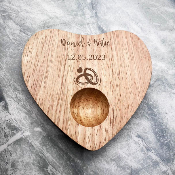 Wedding Day Rings Anniversary Personalised Heart Breakfast Egg Holder Board