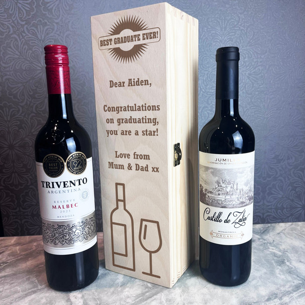 Graduate Congratulations Graduating Personalised 1 Wine Bottle Gift Box