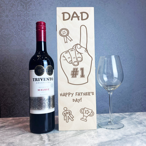 No.1 Dad Happy Father's Day Personalised 1 Wine Bottle Gift Box