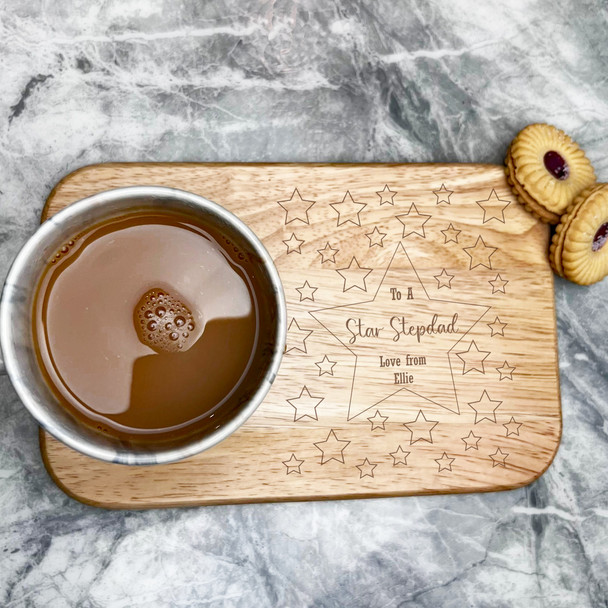 Stars Border To A Star Stepdad Personalised Tea & Biscuits Treat Serving Board