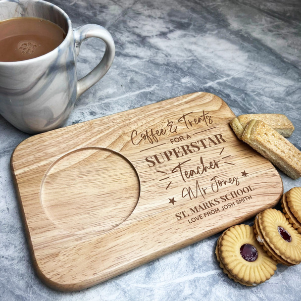 Treats For A Superstar Teacher Personalised Tea & Biscuits Treat Serving Board