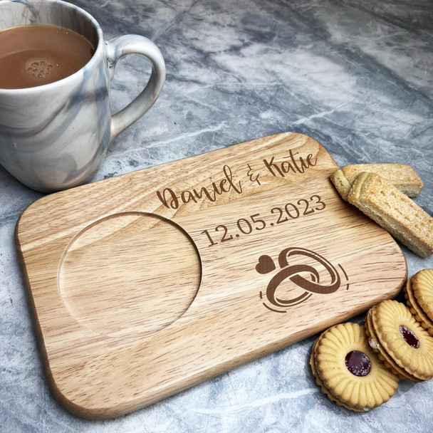 Wedding Day Rings Anniversary Personalised Tea Biscuits Treat Board