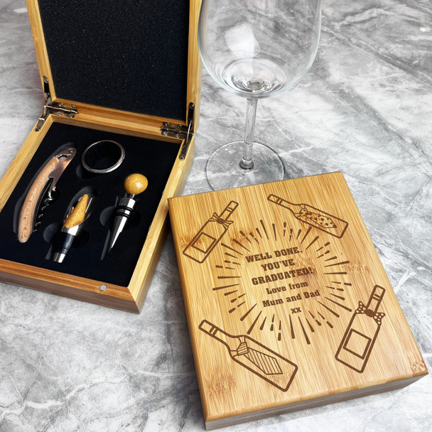 Well Done Graduated Graduation Personalised Wine Bottle Gift Box Set
