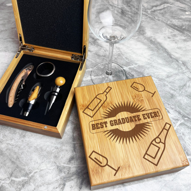 Wine & Champagne Glasses Graduate Personalised Wine Bottle Tools Gift Box Set