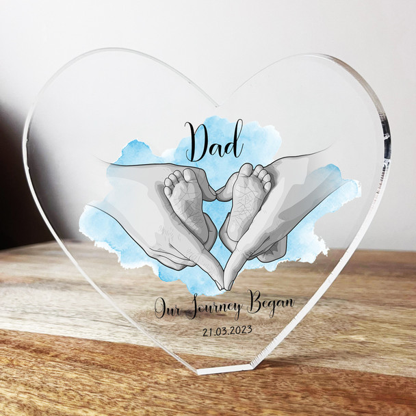 Hands Dad Our Journey Began Birthday Father's Day Clear Heart Personalised Gift