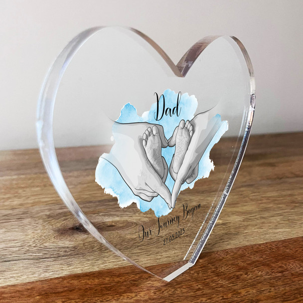 Hands Dad Our Journey Began Birthday Father's Day Clear Heart Personalised Gift