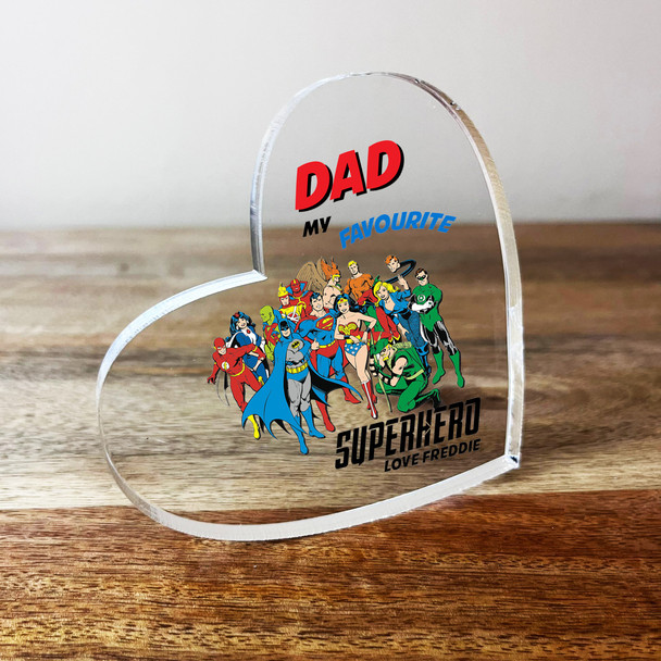 Dad My Favourite Superhero Birthday Father's Day Clear Heart Personalised Gift