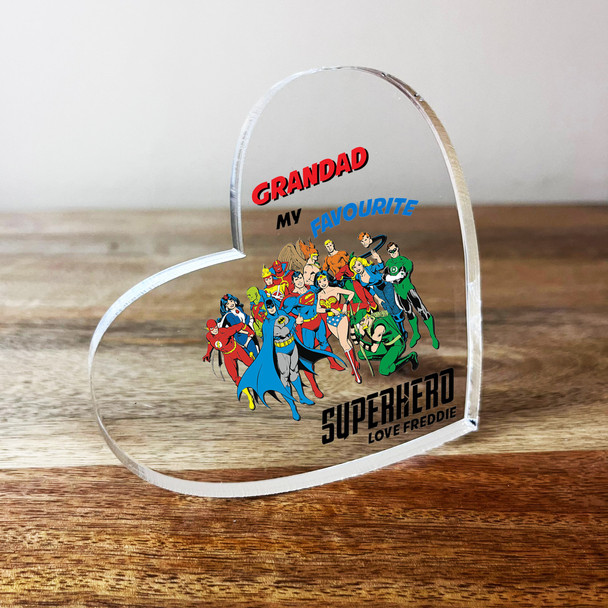 Grandad Favourite Superhero Birthday Father's Day Clear Heart Personalised Gift