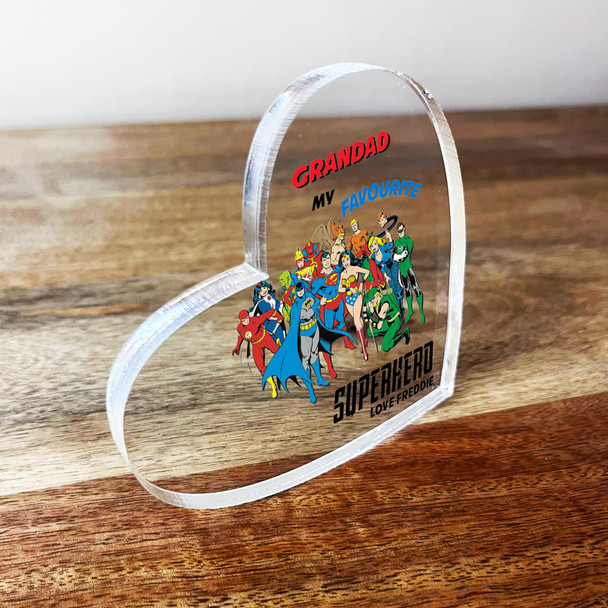 Grandad Favourite Superhero Birthday Father's Day Clear Heart Personalised Gift
