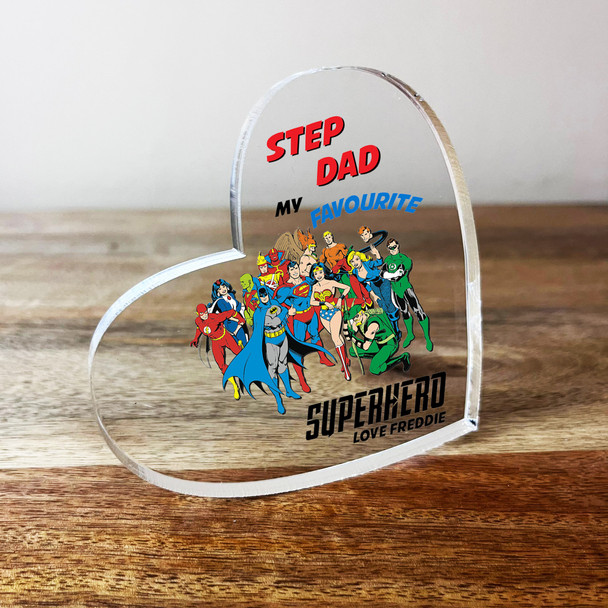 Stepdad Favourite Superhero Birthday Father's Day Clear Heart Personalised Gift