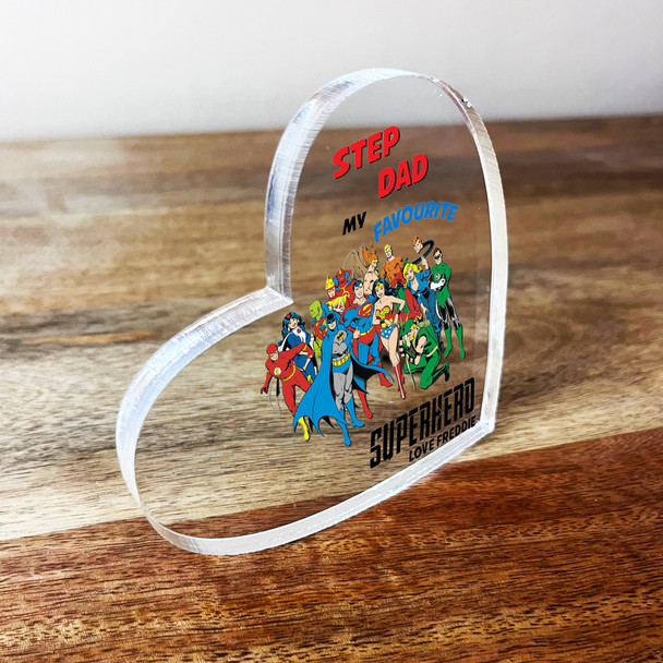 Stepdad Favourite Superhero Birthday Father's Day Clear Heart Personalised Gift