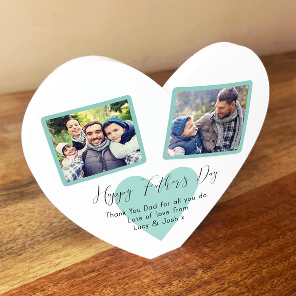 Father's Day Dad Heart 2 Photos White Heart Personalised Ornament Gift