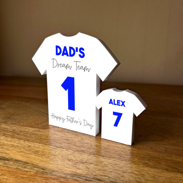 Dad's Team Fathers Day Football Blue Shirt Family 1 Small Personalised Gift