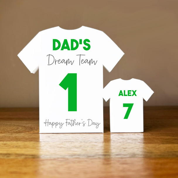 Dad's Team Fathers Day Football Green Shirt Family 1 Small Personalised Gift
