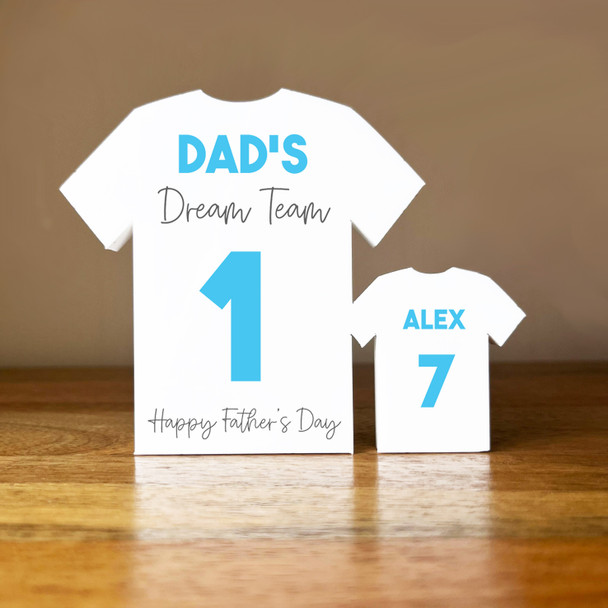 Dad Team Fathers Day Football Light Blue Shirt Family 1 Small Personalised Gift