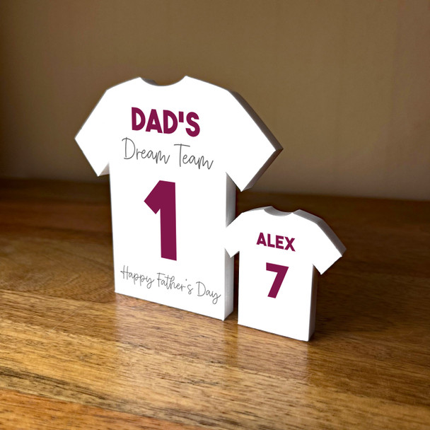 Dad's Team Fathers Day Football Purple Shirt Family 1 Small Personalised Gift