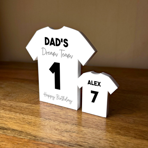 Dad's Dream Team Birthday Football Black Shirt Family 1 Small Personalised Gift