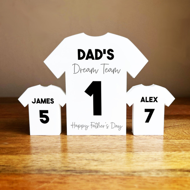 Dad's Team Father's Day Football Black Shirt Family 2 Small Personalised Gift