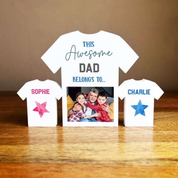This Awesome Dad Belongs To 2 Small Football Shirt Photo Personalised Gift