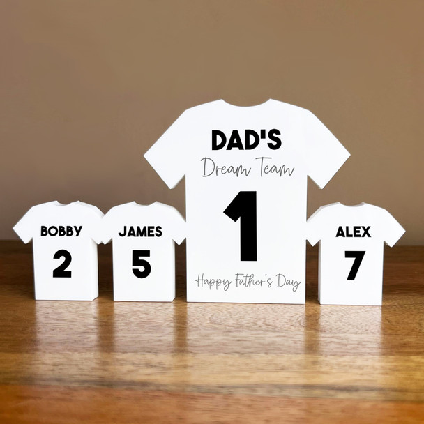Dad's Team Father's Day Football Black Shirt Family 3 Small Personalised Gift