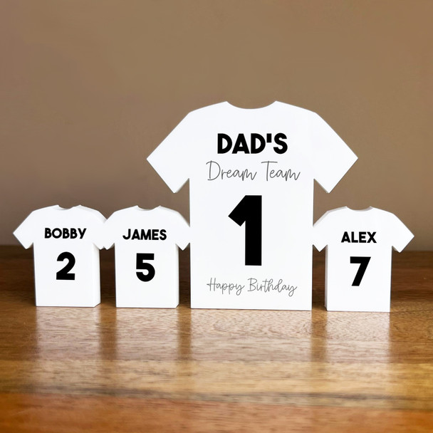 Dad's Dream Team Birthday Football Black Shirt Family 3 Small Personalised Gift