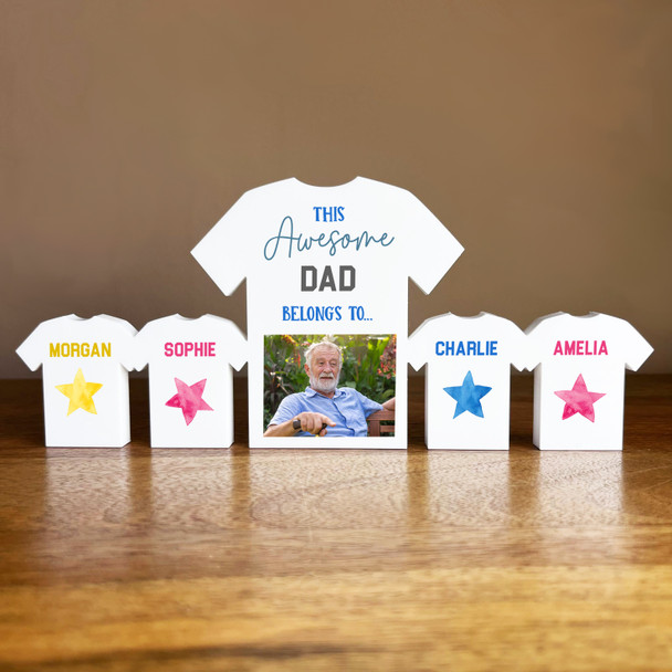 This Awesome Dad Belongs To 4 Small Football Photo Personalised Gift Ornament