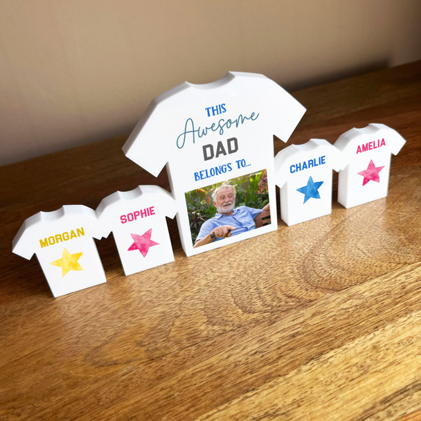 This Awesome Dad Belongs To 4 Small Football Photo Personalised Gift Ornament