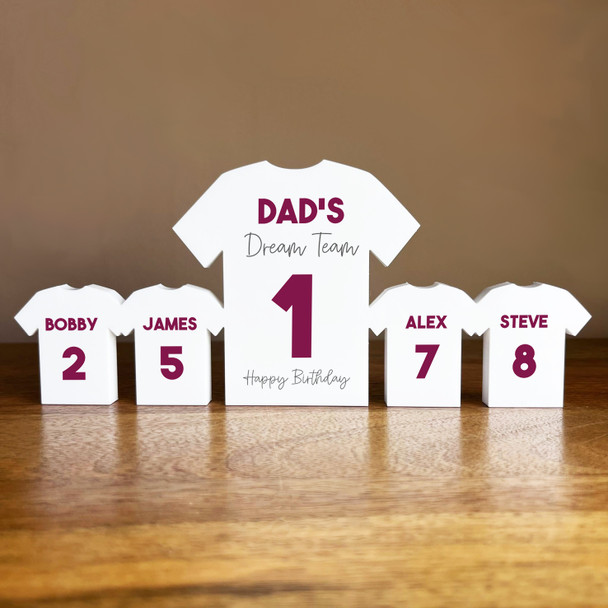 Dad's Dream Team Birthday Football Purple Shirt Family 4 Small Personalised Gift