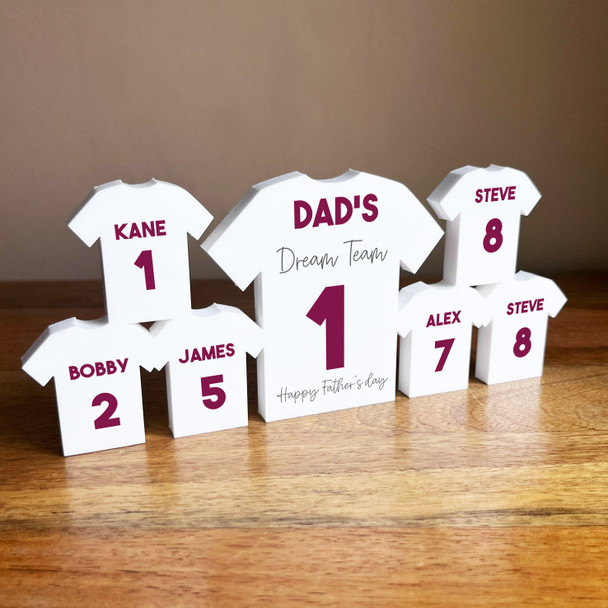 Dad's Team Father's Day Football Purple Shirt Family 6 Small Personalised Gift