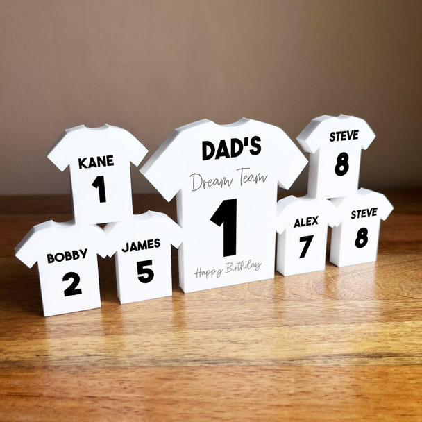Dad's Dream Team Birthday Football Black Shirt Family 6 Small Personalised Gift