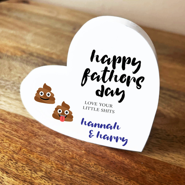 Poo Father's Day Dad Love Your Little Shits 2 White Heart Personalised Gift