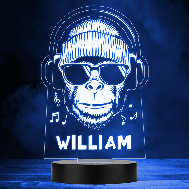 Music Monkey Headphones Colour Changing Personalised Gift LED Lamp Night Light