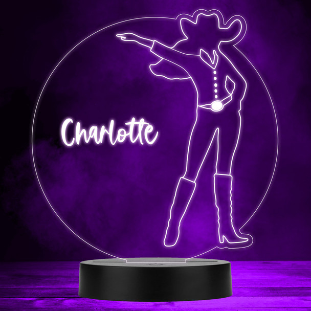 Cowgirl Silhouette Colour Changing Personalised Gift LED Lamp Night Light