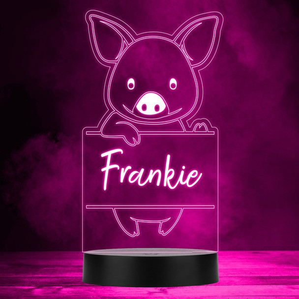 Cute Cartoon Pig Colour Changing Personalised Gift LED Lamp Night Light