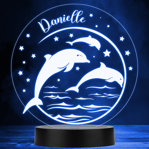 Jumping Dolphins Stars Colour Changing Personalised Gift LED Lamp Night Light
