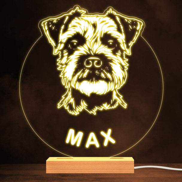 Border Terrier Dog Pet Silhouette Warm White Lamp Personalised Gift Night Light
