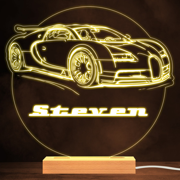 Bugatti Supercar Motorsports Warm White Lamp Personalised Gift Night Light