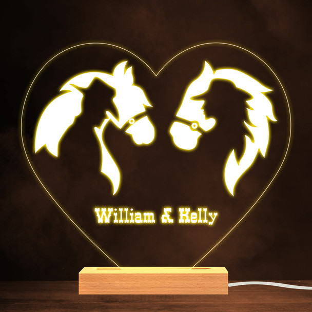 Cowboy & Cowgirl Silhouette With Horses Warm Lamp Personalised Gift Night Light