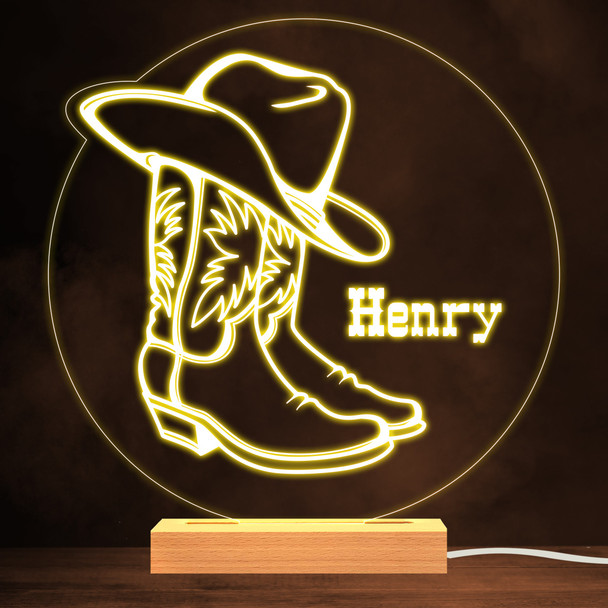 Cowboy Hat & Boots Western Warm White Lamp Personalised Gift Night Light