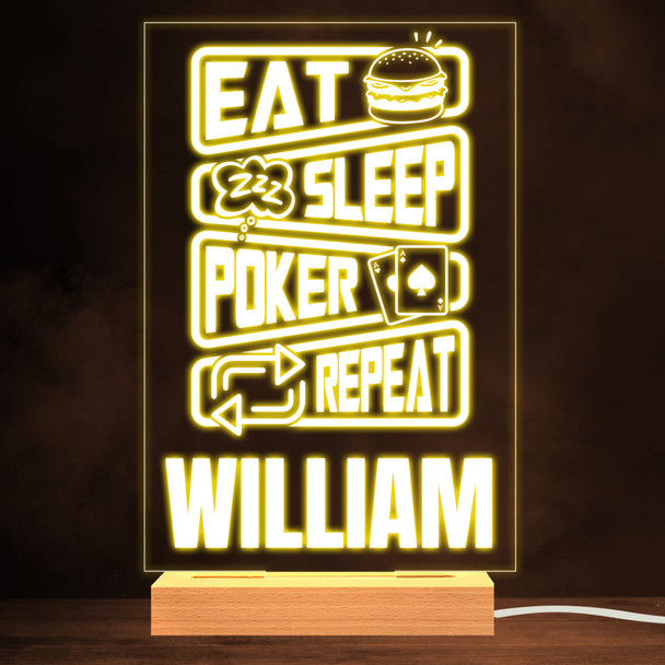 Eat Sleep Poker Repeat Gambling Game Warm Lamp Personalised Gift Night Light