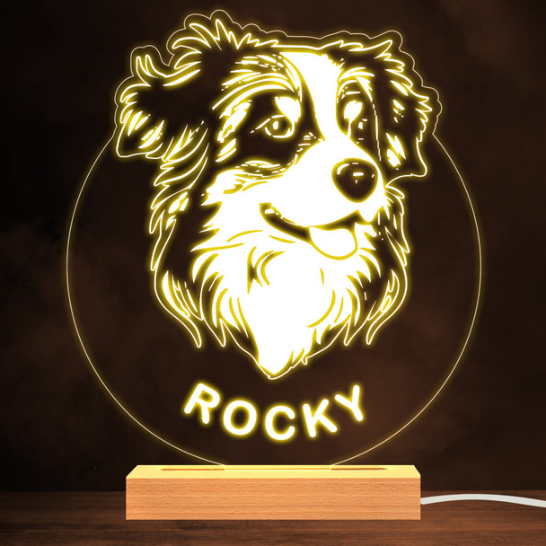 Australian Shepherd Dog Pet Silhouette Warm Lamp Personalised Gift Night Light