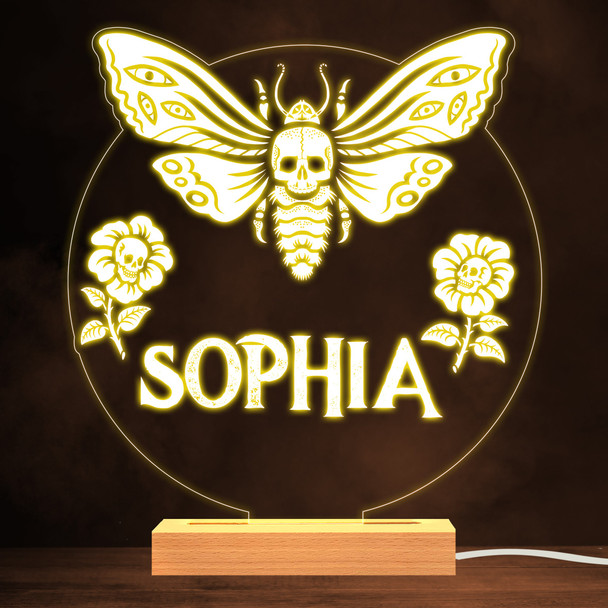Gothic Flowers Skulls Dead Head Hawkmoth Warm Lamp Personalised Gift Night Light